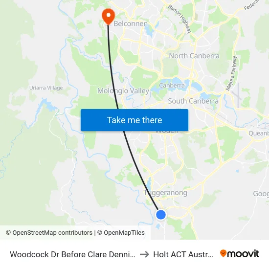 Woodcock Dr Before Clare Dennis Av to Holt ACT Australia map