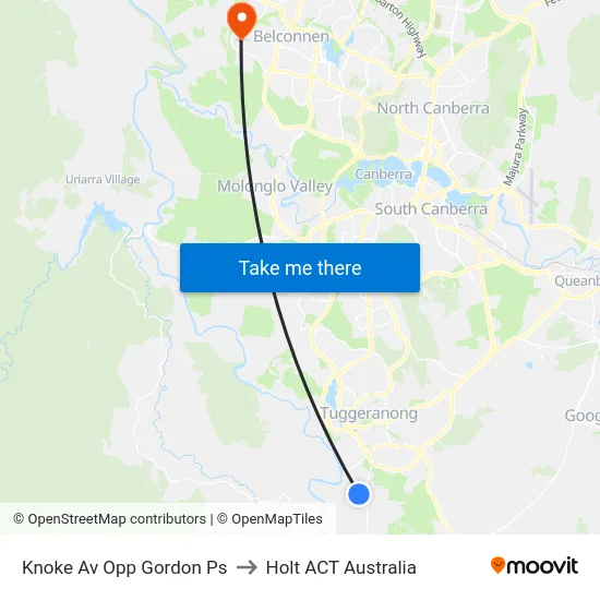 Knoke Av Opp Gordon Ps to Holt ACT Australia map