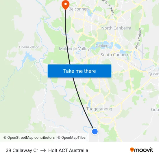 39 Callaway Cr to Holt ACT Australia map