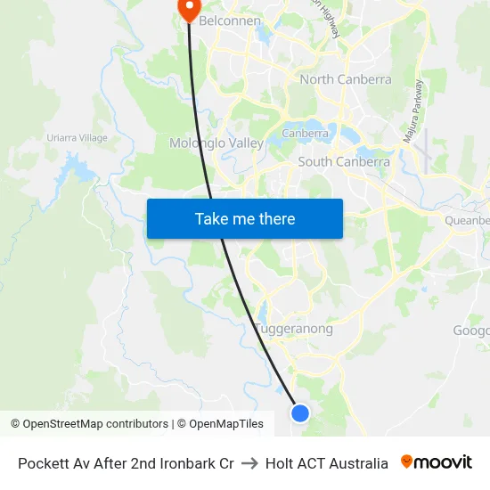 Pockett Av After 2nd Ironbark Cr to Holt ACT Australia map
