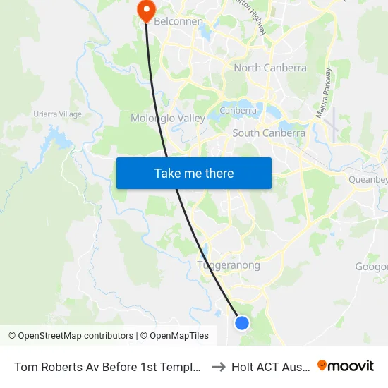 Tom Roberts Av Before 1st Templestowe Av to Holt ACT Australia map