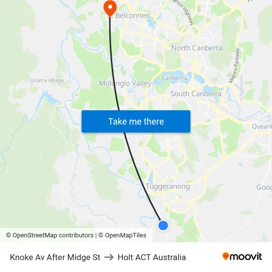 Knoke Av After Midge St to Holt ACT Australia map