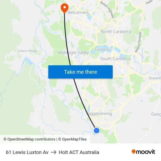 61 Lewis Luxton Av to Holt ACT Australia map
