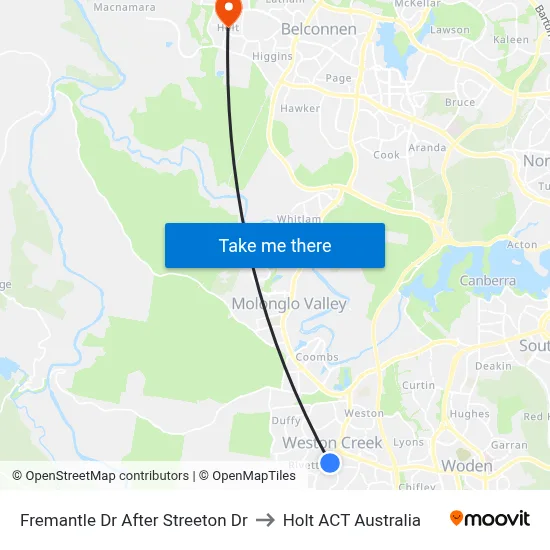 Fremantle Dr After Streeton Dr to Holt ACT Australia map
