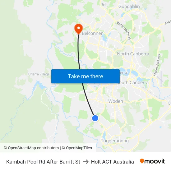 Kambah Pool Rd After Barritt St to Holt ACT Australia map