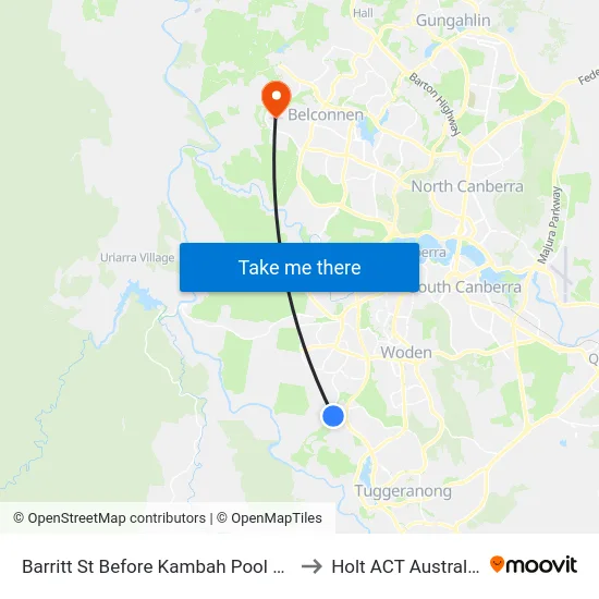 Barritt St Before Kambah Pool Rd to Holt ACT Australia map