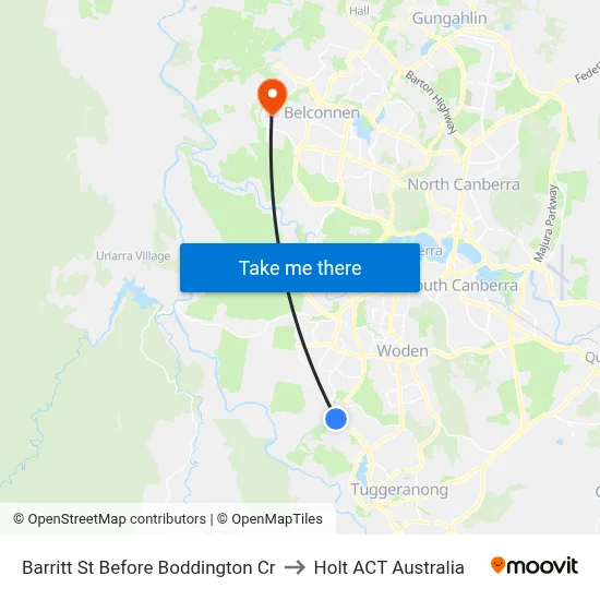 Barritt St Before Boddington Cr to Holt ACT Australia map