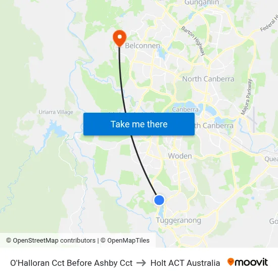 O'Halloran Cct Before Ashby Cct to Holt ACT Australia map