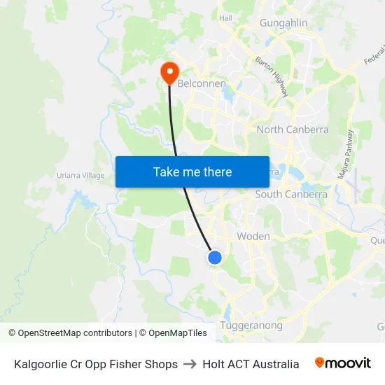 Kalgoorlie Cr Opp Fisher Shops to Holt ACT Australia map