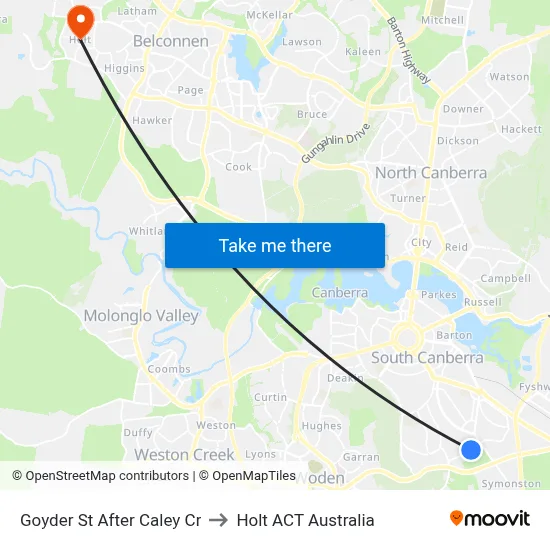Goyder St After Caley Cr to Holt ACT Australia map