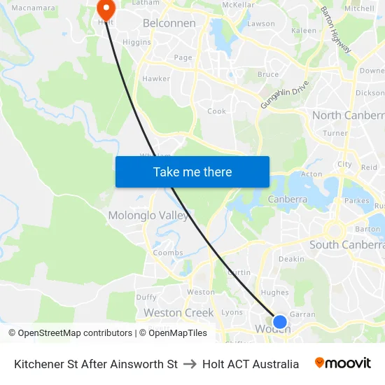 Kitchener St After Ainsworth St to Holt ACT Australia map