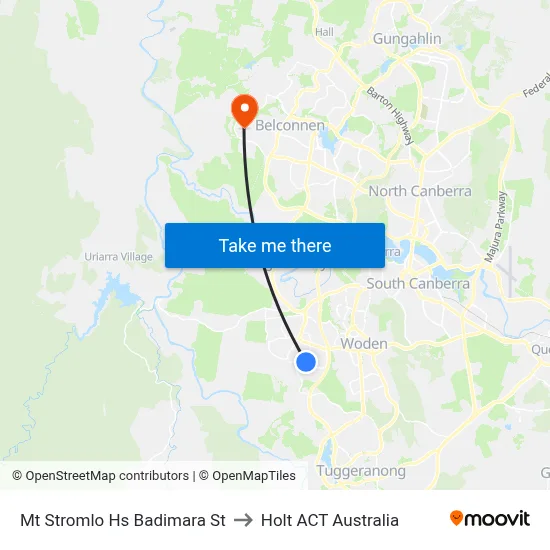 Mt Stromlo Hs Badimara St to Holt ACT Australia map