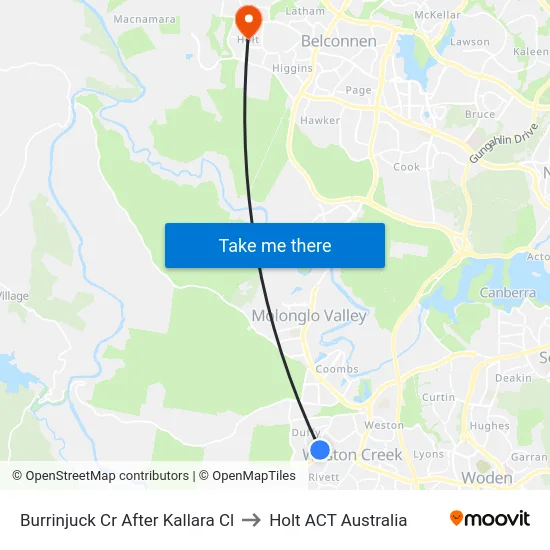 Burrinjuck Cr After Kallara Cl to Holt ACT Australia map
