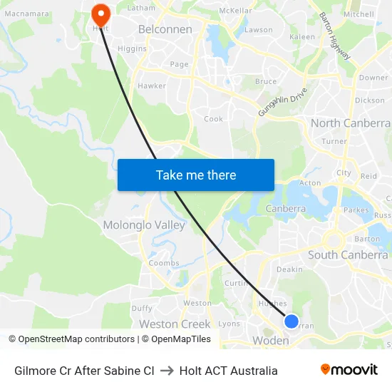 Gilmore Cr After Sabine Cl to Holt ACT Australia map