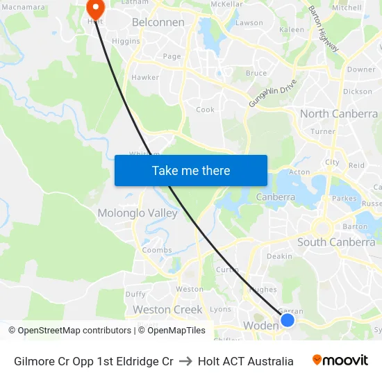 Gilmore Cr Opp 1st Eldridge Cr to Holt ACT Australia map