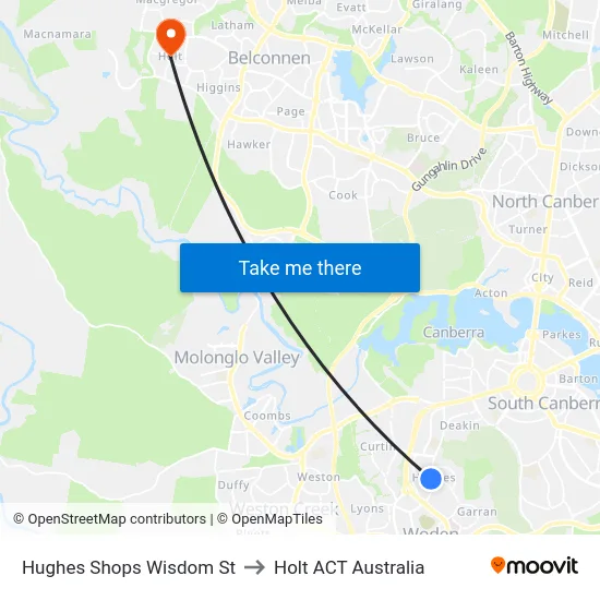 Hughes Shops Wisdom St to Holt ACT Australia map
