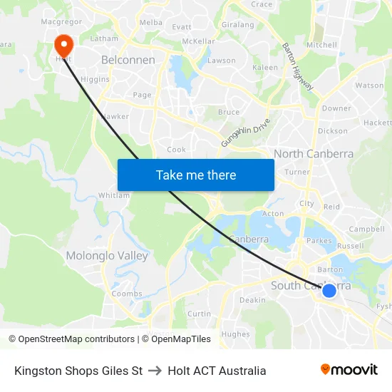 Kingston Shops Giles St to Holt ACT Australia map