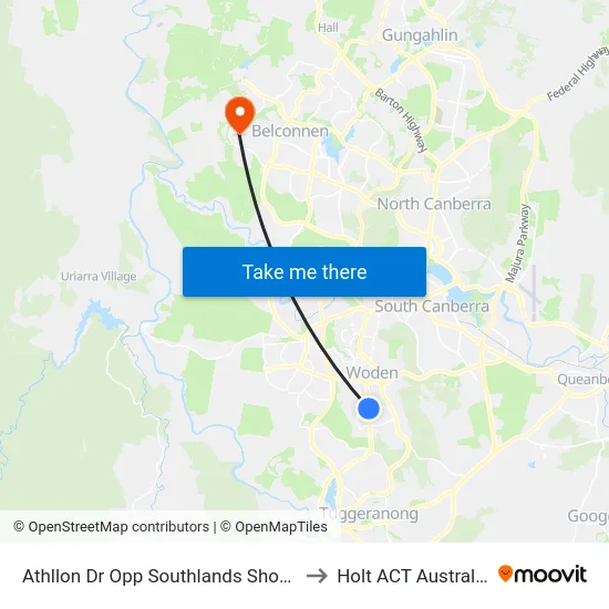 Athllon Dr Opp Southlands Shops to Holt ACT Australia map