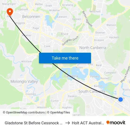 Gladstone St Before Cessnock St to Holt ACT Australia map
