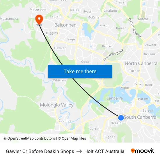 Gawler Cr Before Deakin Shops to Holt ACT Australia map
