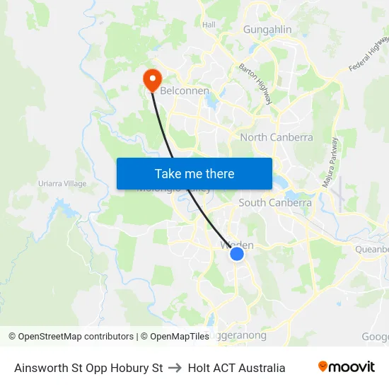Ainsworth St Opp Hobury St to Holt ACT Australia map