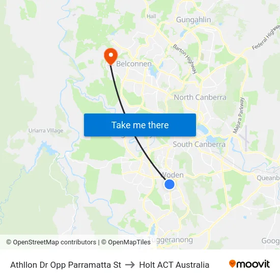 Athllon Dr Opp Parramatta St to Holt ACT Australia map