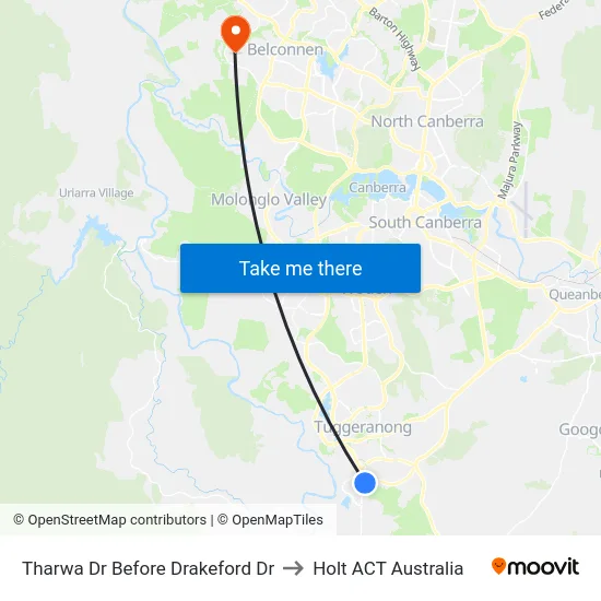 Tharwa Dr Before Drakeford Dr to Holt ACT Australia map