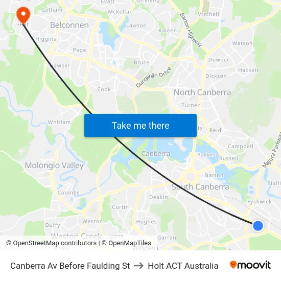 Canberra Av Before Faulding St to Holt ACT Australia map