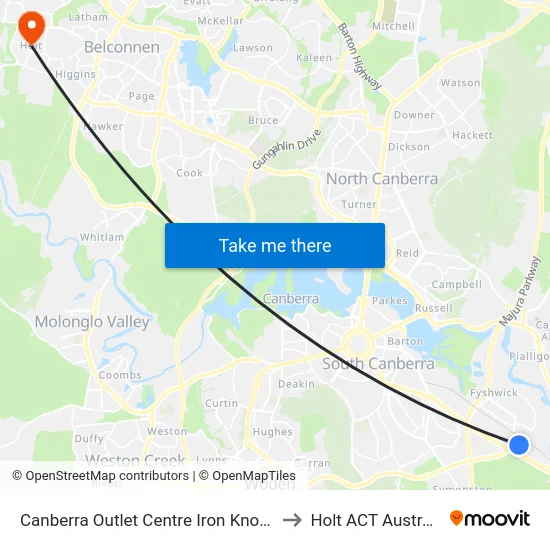 Canberra Outlet Centre Iron Knob St to Holt ACT Australia map