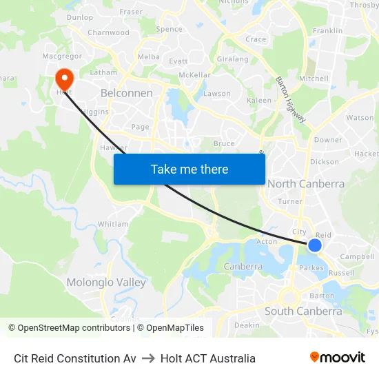 Cit Reid Constitution Av to Holt ACT Australia map