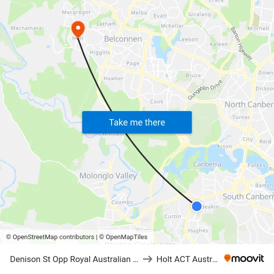 Denison St Opp Royal Australian Mint to Holt ACT Australia map