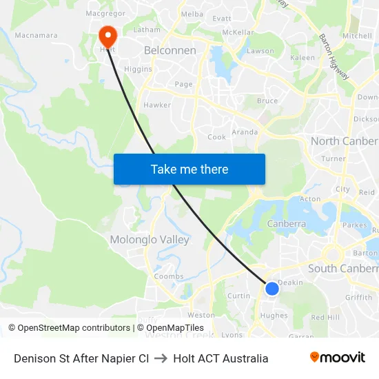 Denison St After Napier Cl to Holt ACT Australia map