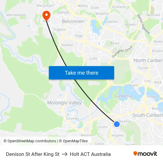 Denison St After King St to Holt ACT Australia map
