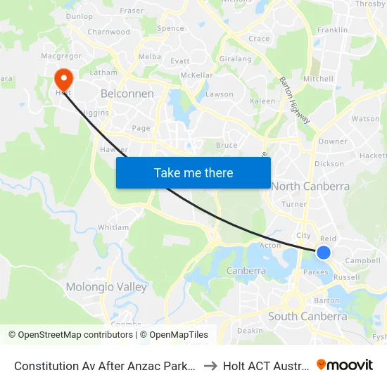 Constitution Av After Anzac Park West to Holt ACT Australia map