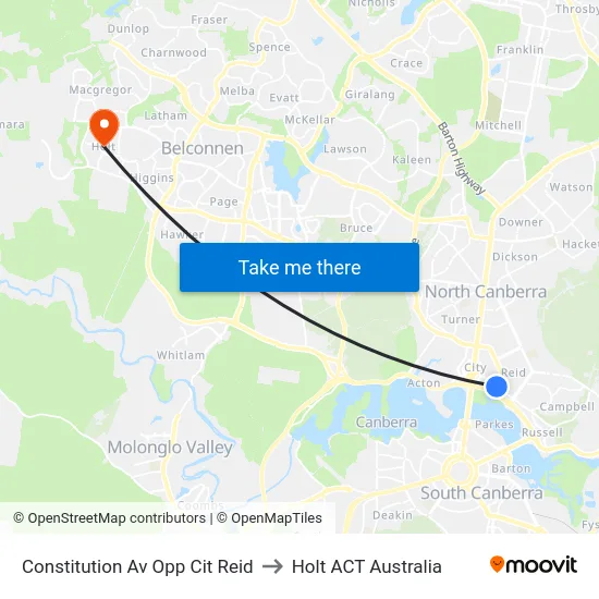 Constitution Av Opp Cit Reid to Holt ACT Australia map
