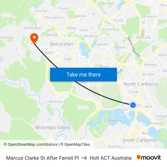 Marcus Clarke St After Farrell Pl to Holt ACT Australia map