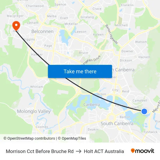 Morrison Cct Before Bruche Rd to Holt ACT Australia map
