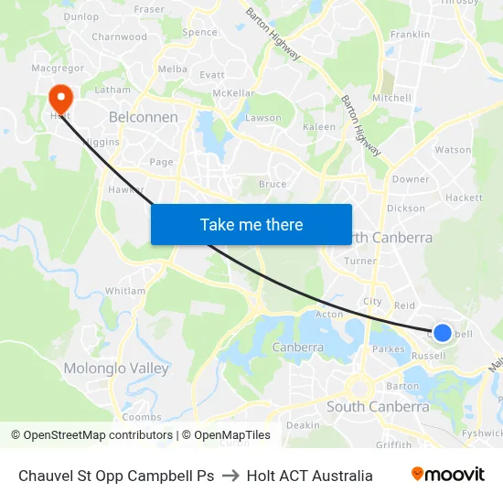 Chauvel St Opp Campbell Ps to Holt ACT Australia map