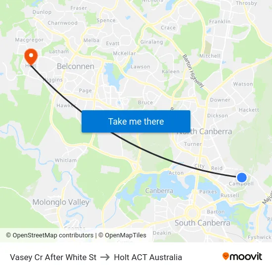 Vasey Cr After White St to Holt ACT Australia map