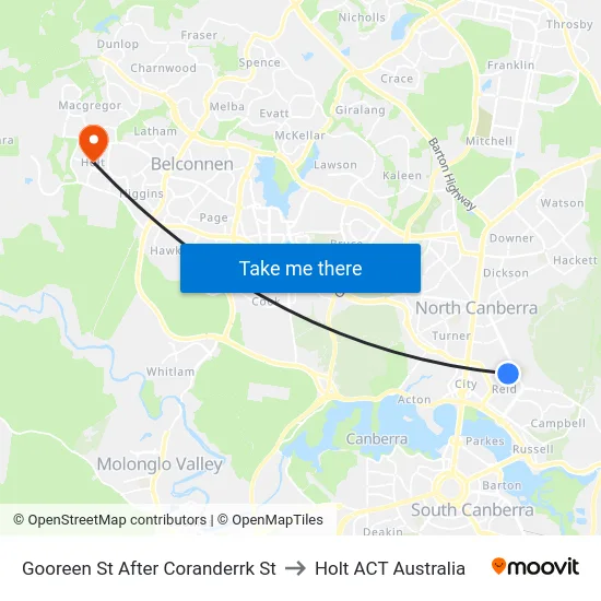 Gooreen St After Coranderrk St to Holt ACT Australia map