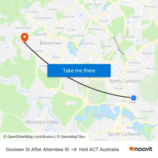 Gooreen St After Allambee St to Holt ACT Australia map