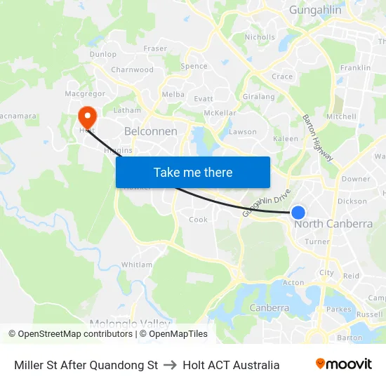 Miller St After Quandong St to Holt ACT Australia map