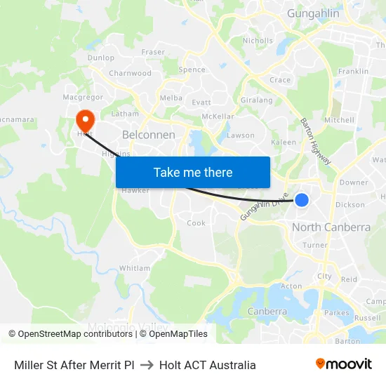 Miller St After Merrit Pl to Holt ACT Australia map