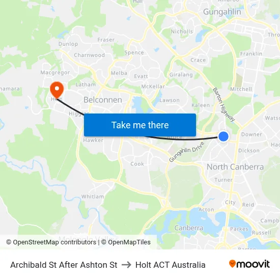 Archibald St After Ashton St to Holt ACT Australia map