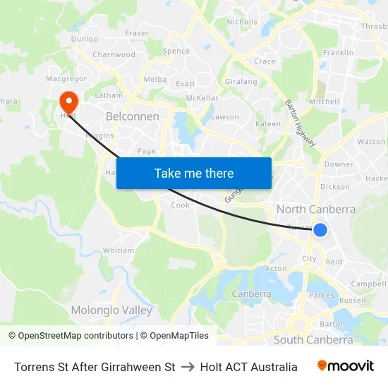 Torrens St After Girrahween St to Holt ACT Australia map