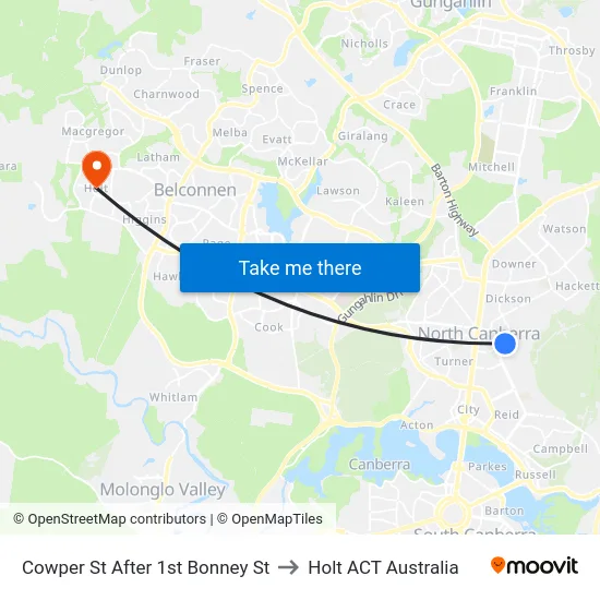 Cowper St After 1st Bonney St to Holt ACT Australia map