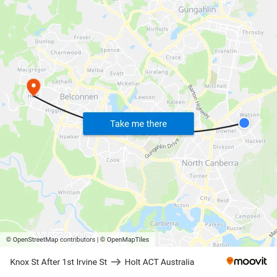 Knox St After 1st Irvine St to Holt ACT Australia map