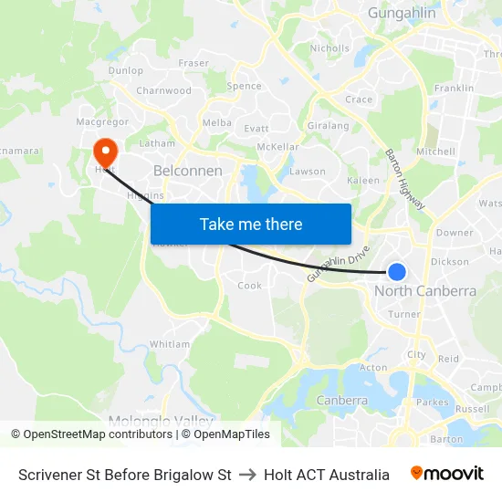 Scrivener St Before Brigalow St to Holt ACT Australia map