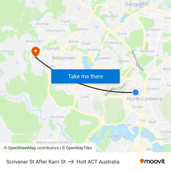 Scrivener St After Karri St to Holt ACT Australia map