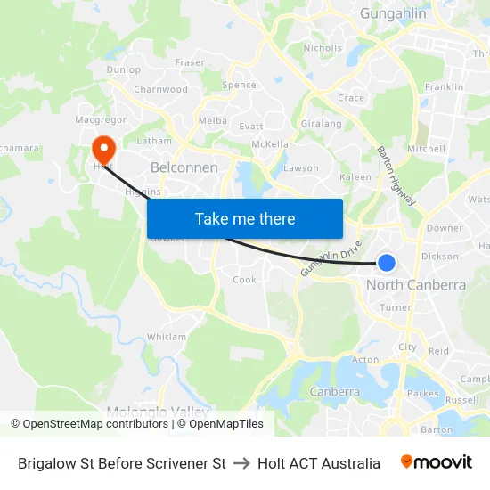 Brigalow St Before Scrivener St to Holt ACT Australia map